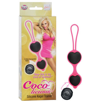 California Exotic Coco licious Silicone Kegel Trainer, розовый, Вагинальные шарики в силиконовой оболочке California Exotic Coco licious Silicone Kegel Trainer, розовый, Вагинальные шарики в силиконовой оболочке