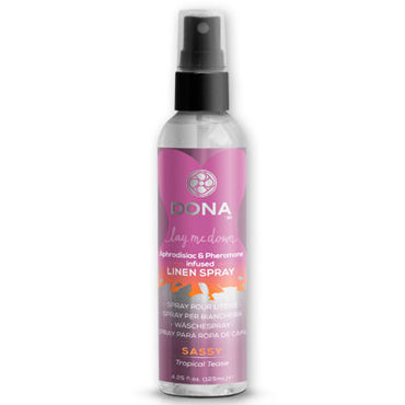 Dona Linen Spray Sassy Aroma Tropical Tease, 125 мл, Освежающий спрей для одежды с ароматом "Страсть" Dona Linen Spray Sassy Aroma Tropical Tease, 125 мл, Освежающий спрей для одежды с ароматом "Страсть"
