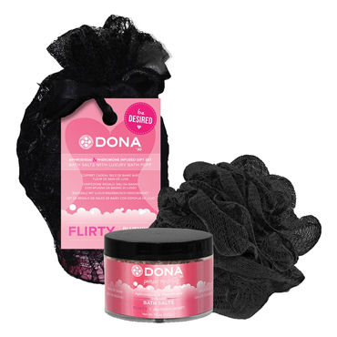 Dona Be Desired Gift Set - Flirty, Соль для ванны и мочалка-розочка Dona Be Desired Gift Set - Flirty, Соль для ванны и мочалка-розочка