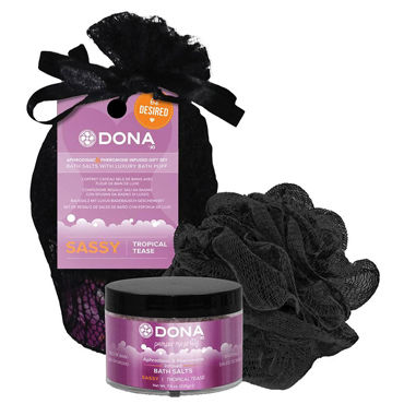 Dona Be Desired Gift Set - Sassy, Соль для ванны и мочалка-розочка Dona Be Desired Gift Set - Sassy, Соль для ванны и мочалка-розочка