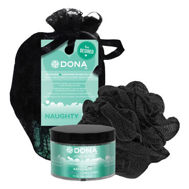 Dona Be Desired Gift Set - Naughty, Соль для ванны и мочалка-розочка Dona Be Desired Gift Set - Naughty, Соль для ванны и мочалка-розочка