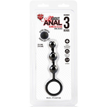 Hustler All About Anal Beginner 3 Beads, черная - Гибкая анальная цепочка из 3 шариков - купить в секс шопе Hustler All About Anal Beginner 3 Beads, черная - Гибкая анальная цепочка из 3 шариков - купить в секс шопе