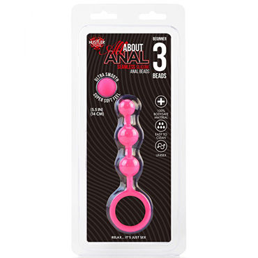 Hustler All About Anal Beginner 3 Beads, розовая - Гибкая анальная цепочка из 3 шариков - купить в секс шопе Hustler All About Anal Beginner 3 Beads, розовая - Гибкая анальная цепочка из 3 шариков - купить в секс шопе