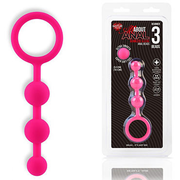 Hustler All About Anal Beginner 3 Beads, розовая, Гибкая анальная цепочка из 3 шариков Hustler All About Anal Beginner 3 Beads, розовая, Гибкая анальная цепочка из 3 шариков