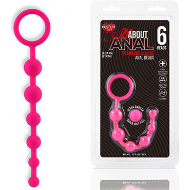 Hustler All About Anal 6 Beads, розовая, Гибкая анальная цепочка из 6 шариков Hustler All About Anal 6 Beads, розовая, Гибкая анальная цепочка из 6 шариков