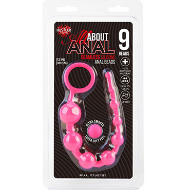 Hustler All About Anal 9 Beads, розовая - Гибкая анальная цепочка из 9 шариков - купить в секс шопе Hustler All About Anal 9 Beads, розовая - Гибкая анальная цепочка из 9 шариков - купить в секс шопе