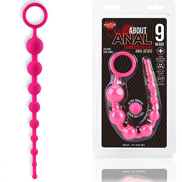 Hustler All About Anal 9 Beads, розовая, Гибкая анальная цепочка из 9 шариков Hustler All About Anal 9 Beads, розовая, Гибкая анальная цепочка из 9 шариков