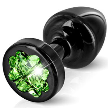 Diogol Anni Clover T2, черная, Анальная пробка с кристаллом Swarovski в форме клевера Diogol Anni Clover T2, черная, Анальная пробка с кристаллом Swarovski в форме клевера