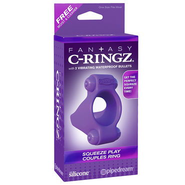 Pipedream Fantasy C-Ringz Squeeze Play Couples Ring, Эрекционное кольцо с двумя виброэлементами Pipedream Fantasy C-Ringz Squeeze Play Couples Ring, Эрекционное кольцо с двумя виброэлементами