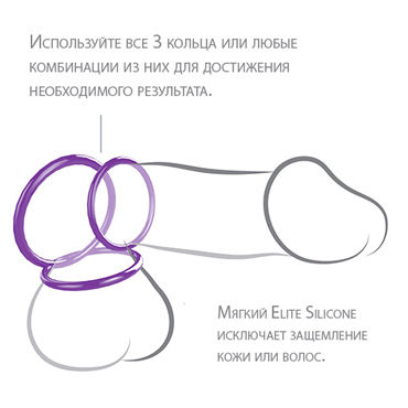 Pipedream Silicone 3 Ring Stamina Set, фиолетовый - Набор эрекционных колец - купить в секс шопе Pipedream Silicone 3 Ring Stamina Set, фиолетовый - Набор эрекционных колец - купить в секс шопе