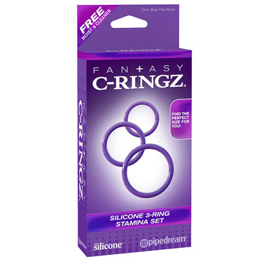Pipedream Silicone 3 Ring Stamina Set, фиолетовый, Набор эрекционных колец Pipedream Silicone 3 Ring Stamina Set, фиолетовый, Набор эрекционных колец