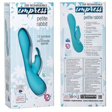 California Exotic Impress Petite Rabbit, бирюзовый - Вибромассажер перезаряжаемый - купить в секс шопе California Exotic Impress Petite Rabbit, бирюзовый - Вибромассажер перезаряжаемый - купить в секс шопе