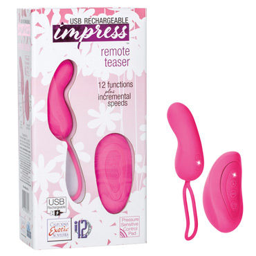 California Exotic Impress Remote Teaser, розовый, Перезаряжаемое виброяйцо California Exotic Impress Remote Teaser, розовый, Перезаряжаемое виброяйцо