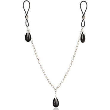 California Exotic Nipple Play Non-Piercing Nipple Chain Jewelry Onyx, Зажимы на соски с подвеской California Exotic Nipple Play Non-Piercing Nipple Chain Jewelry Onyx, Зажимы на соски с подвеской
