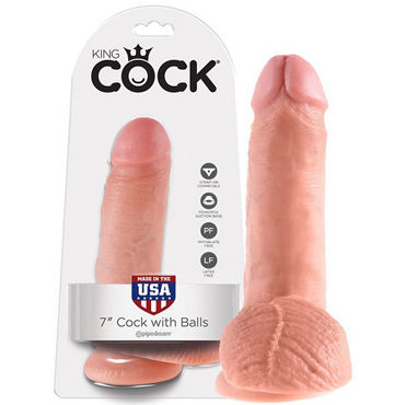 Pipedream King Cock With Balls 18 см, телесный, Фаллоимитатор с мошонкой на присоске Pipedream King Cock With Balls 18 см, телесный, Фаллоимитатор с мошонкой на присоске