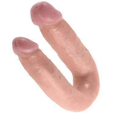 Pipedream King Cock U-Shaped Medium Double Trouble, телесный - Анально-вагинальный фаллоимитатор среднего размера - купить в секс шопе Pipedream King Cock U-Shaped Medium Double Trouble, телесный - Анально-вагинальный фаллоимитатор среднего размера - купить в секс шопе