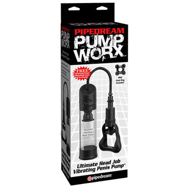 Pipedream Ultimate Head Job Vibrating Penis Pump, черная, Вакуумная помпа с вибрацией Pipedream Ultimate Head Job Vibrating Penis Pump, черная, Вакуумная помпа с вибрацией