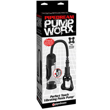 Pipedream Perfect Touch Vibrating Penis Pump, черная, Вакуумная помпа с вибрацией Pipedream Perfect Touch Vibrating Penis Pump, черная, Вакуумная помпа с вибрацией