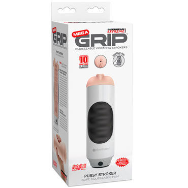 Pipedream Mega Grip Vibrating Stroker Pussy, белый, Мастурбатор-вагина с вибрацией Pipedream Mega Grip Vibrating Stroker Pussy, белый, Мастурбатор-вагина с вибрацией