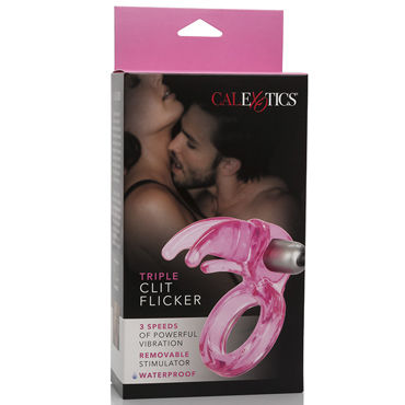 California Exotic Triple Clit Flicker, розовое, Вибро-кольцо California Exotic Triple Clit Flicker, розовое, Вибро-кольцо
