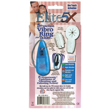California Exotic Elite 5X Vibro Ring Tickler, прозрачный - Микровибратор с насадками - купить в секс шопе California Exotic Elite 5X Vibro Ring Tickler, прозрачный - Микровибратор с насадками - купить в секс шопе