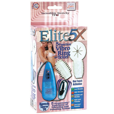 California Exotic Elite 5X Vibro Ring Tickler, прозрачный, Микровибратор с насадками California Exotic Elite 5X Vibro Ring Tickler, прозрачный, Микровибратор с насадками
