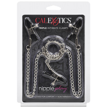 California Exotic Nipple Play Triple Intimate Clamps, серебристые, Зажимы на соски с цепочкой и другие товары California Exotic с фото California Exotic Nipple Play Triple Intimate Clamps, серебристые, Зажимы на соски с цепочкой и другие товары California Exotic с фото