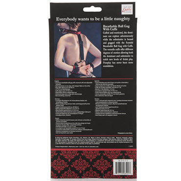 California Exotic Scandal Breathable Ball Gag With Cuffs, красный - Кляп с наручниками - купить в секс шопе California Exotic Scandal Breathable Ball Gag With Cuffs, красный - Кляп с наручниками - купить в секс шопе