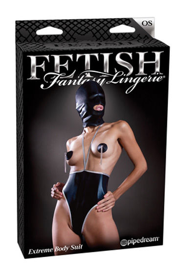 Fetish Fantasy Lingerie Extreme Body Suit - Боди, накладки на соски и маска - купить в секс шопе Fetish Fantasy Lingerie Extreme Body Suit - Боди, накладки на соски и маска - купить в секс шопе