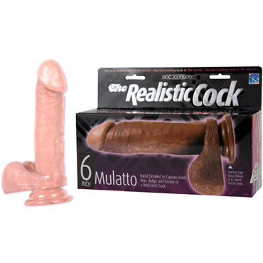Doc Johnson Realistic Cock 15,5 см коричневый, Реалистичный фаллоимитатор на присоске Doc Johnson Realistic Cock 15,5 см коричневый, Реалистичный фаллоимитатор на присоске