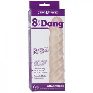 Doc Johnson Vac-U-Lock Raging Dong, 20.5 см - Тонкая насадка-фаллоимитатор к трусикам - купить в секс шопе Doc Johnson Vac-U-Lock Raging Dong, 20.5 см - Тонкая насадка-фаллоимитатор к трусикам - купить в секс шопе