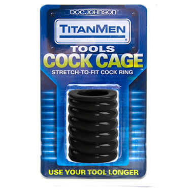 Doc Johnson Cock Cage, черный - Сжимающая эластичная утяжка - купить в секс шопе Doc Johnson Cock Cage, черный - Сжимающая эластичная утяжка - купить в секс шопе
