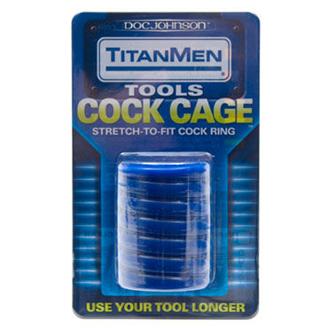 Doc Johnson Cock Cage синий - Сжимающая эластичная утяжка - купить в секс шопе Doc Johnson Cock Cage синий - Сжимающая эластичная утяжка - купить в секс шопе