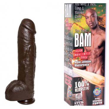 Doc Johnson Black Bam, Реалистичный фаллоимитатор Doc Johnson Black Bam, Реалистичный фаллоимитатор