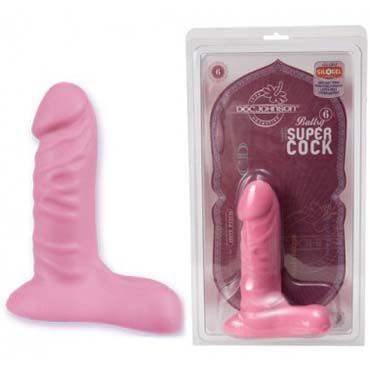 Doc Johnson Super Cock 15,5 см розовый, Фаллоимитатор с мошонкой на прочной присоске Doc Johnson Super Cock 15,5 см розовый, Фаллоимитатор с мошонкой на прочной присоске