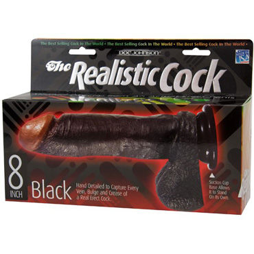Doc Johnson Realistic Cock 20,5 см, темно-коричневый - Реалистичный фаллоимитатор на присоске - купить в секс шопе Doc Johnson Realistic Cock 20,5 см, темно-коричневый - Реалистичный фаллоимитатор на присоске - купить в секс шопе