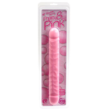 Doc Johnson Pretty And Pink - Двухсторонний рельефный фаллоимитатор - купить в секс шопе Doc Johnson Pretty And Pink - Двухсторонний рельефный фаллоимитатор - купить в секс шопе