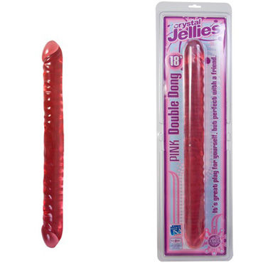 Doc Johnson Crystal Jellies Double, розовый, Двусторонний огромный фаллоимитатор Doc Johnson Crystal Jellies Double, розовый, Двусторонний огромный фаллоимитатор