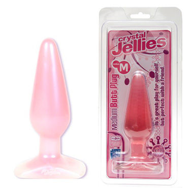 Doc Johnson Crystal Jellies Medium, розовый, Анальная пробка среднего размера Doc Johnson Crystal Jellies Medium, розовый, Анальная пробка среднего размера