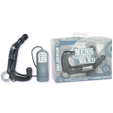 Doc Johnson Mens Pleasure Wand, серый, Стимулятор простаты с вибрацией Doc Johnson Mens Pleasure Wand, серый, Стимулятор простаты с вибрацией