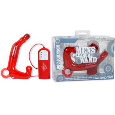 Doc Johnson Mens Pleasure Wand, красный, Стимулятор простаты с вибрацией Doc Johnson Mens Pleasure Wand, красный, Стимулятор простаты с вибрацией