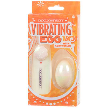 Doc Johnson Vibrating Egg, белый - Виброяйцо с пультом управления - купить в секс шопе Doc Johnson Vibrating Egg, белый - Виброяйцо с пультом управления - купить в секс шопе
