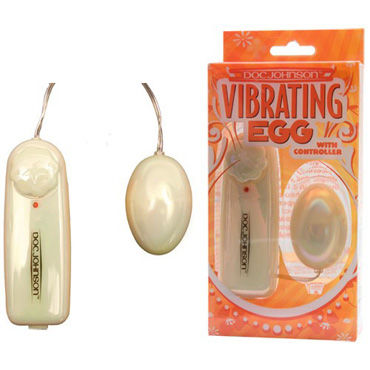 Doc Johnson Vibrating Egg, белый, Виброяйцо с пультом управления Doc Johnson Vibrating Egg, белый, Виброяйцо с пультом управления