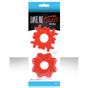 NS Novelties Love Me Tender, красное, Набор эрекционных колец разной формы NS Novelties Love Me Tender, красное, Набор эрекционных колец разной формы