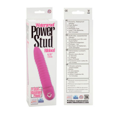California Exotic Power Stud Ribbed, розовый - Классический вибратор - купить в секс шопе California Exotic Power Stud Ribbed, розовый - Классический вибратор - купить в секс шопе