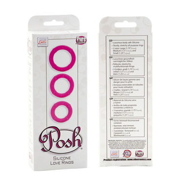 California Exotic Posh Silicone Love Rings, розовый - Набор эрекционных колец - купить в секс шопе California Exotic Posh Silicone Love Rings, розовый - Набор эрекционных колец - купить в секс шопе