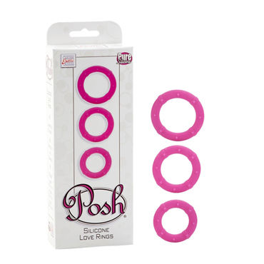 California Exotic Posh Silicone Love Rings, розовый, Набор эрекционных колец California Exotic Posh Silicone Love Rings, розовый, Набор эрекционных колец