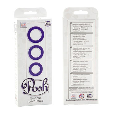 California Exotic Posh Silicone Love Rings, фиолетовый - Набор эрекционных колец - купить в секс шопе California Exotic Posh Silicone Love Rings, фиолетовый - Набор эрекционных колец - купить в секс шопе
