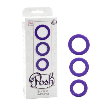 California Exotic Posh Silicone Love Rings, фиолетовый, Набор эрекционных колец California Exotic Posh Silicone Love Rings, фиолетовый, Набор эрекционных колец