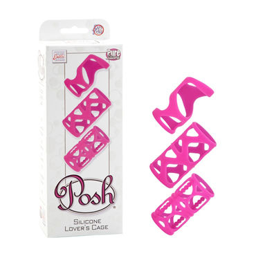 California Exotic Posh Silicone Lovers Cages, розовый, Силиконовые насадки на пенис California Exotic Posh Silicone Lovers Cages, розовый, Силиконовые насадки на пенис